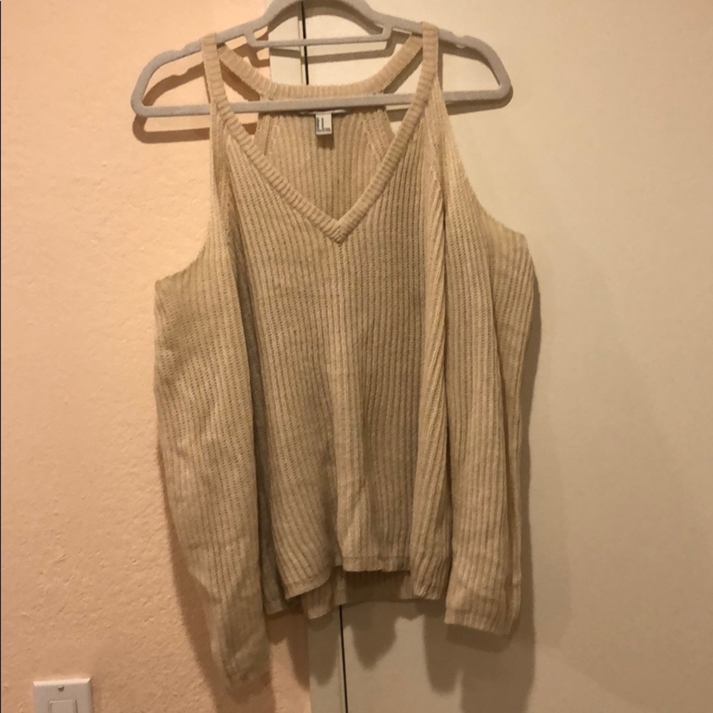Off the shoulder cream sweater